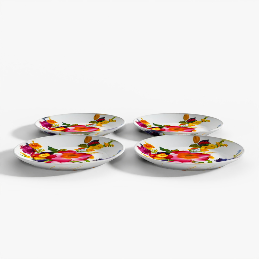 MacKenzie-Childs White Flower Market Geschirr, 4er-Set