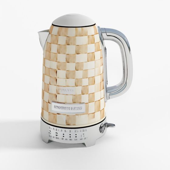 MacKenzie-Childs Mocha Check Electric Kettle