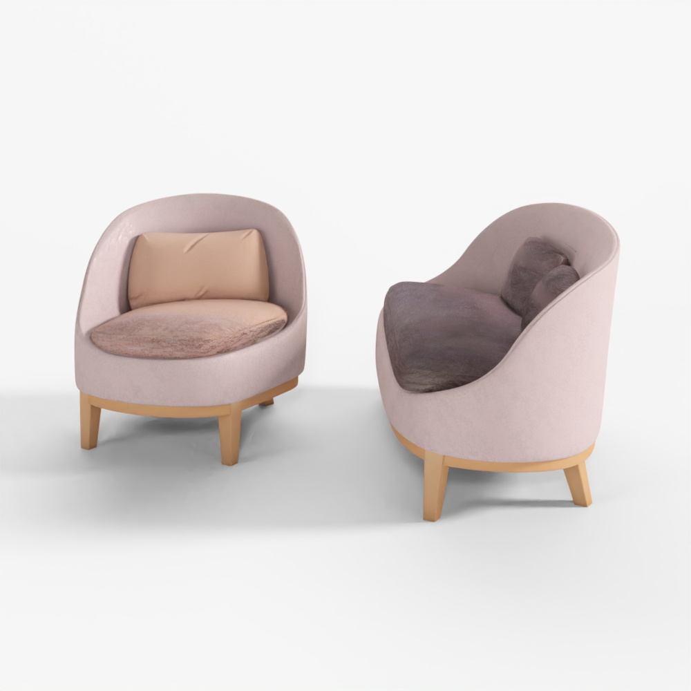 3D Piet Boon BELLE Armchair and Loveseat Sofa SET