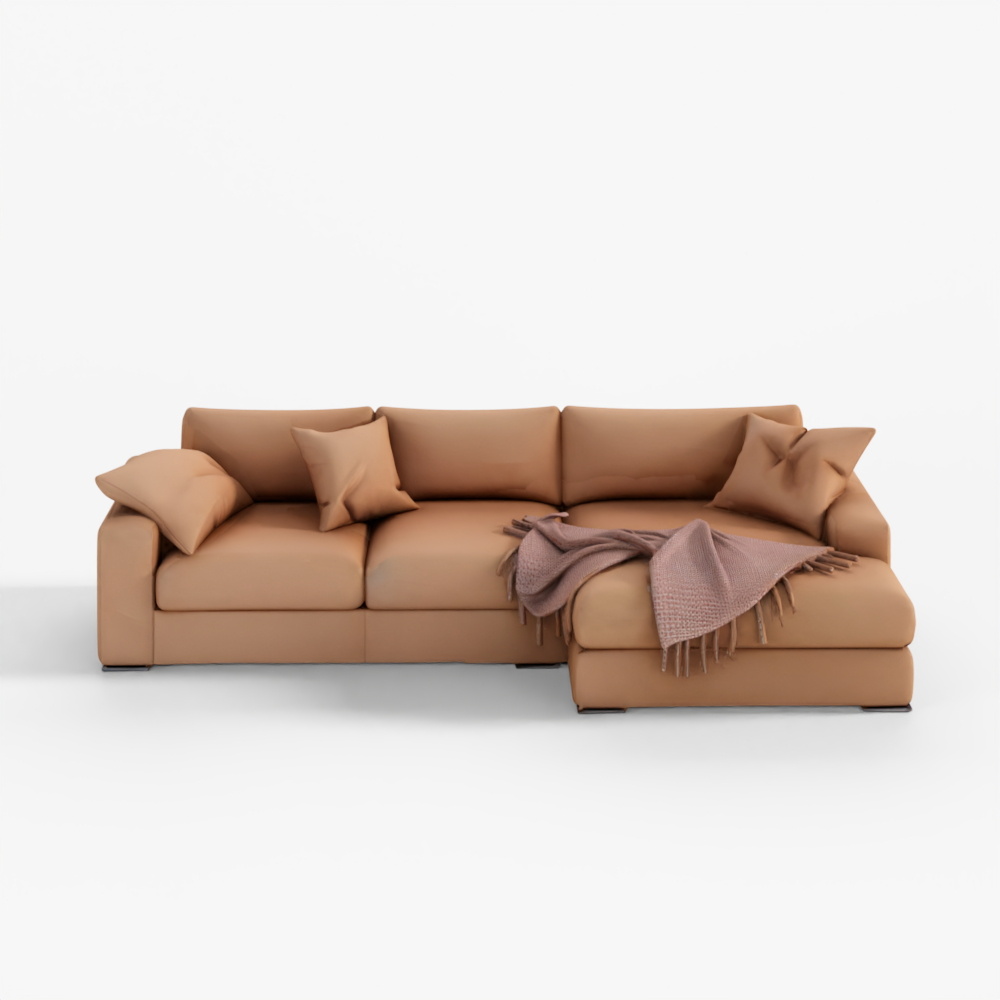 3D Model 3-Seater Sofa Leather