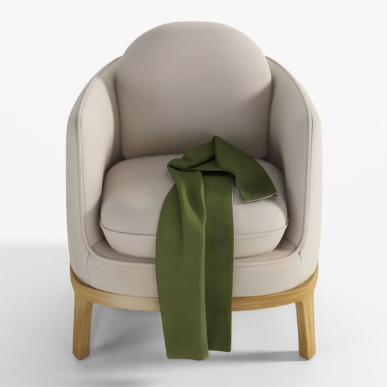 3D Model Bilbao Lounge Chair with Timber Base