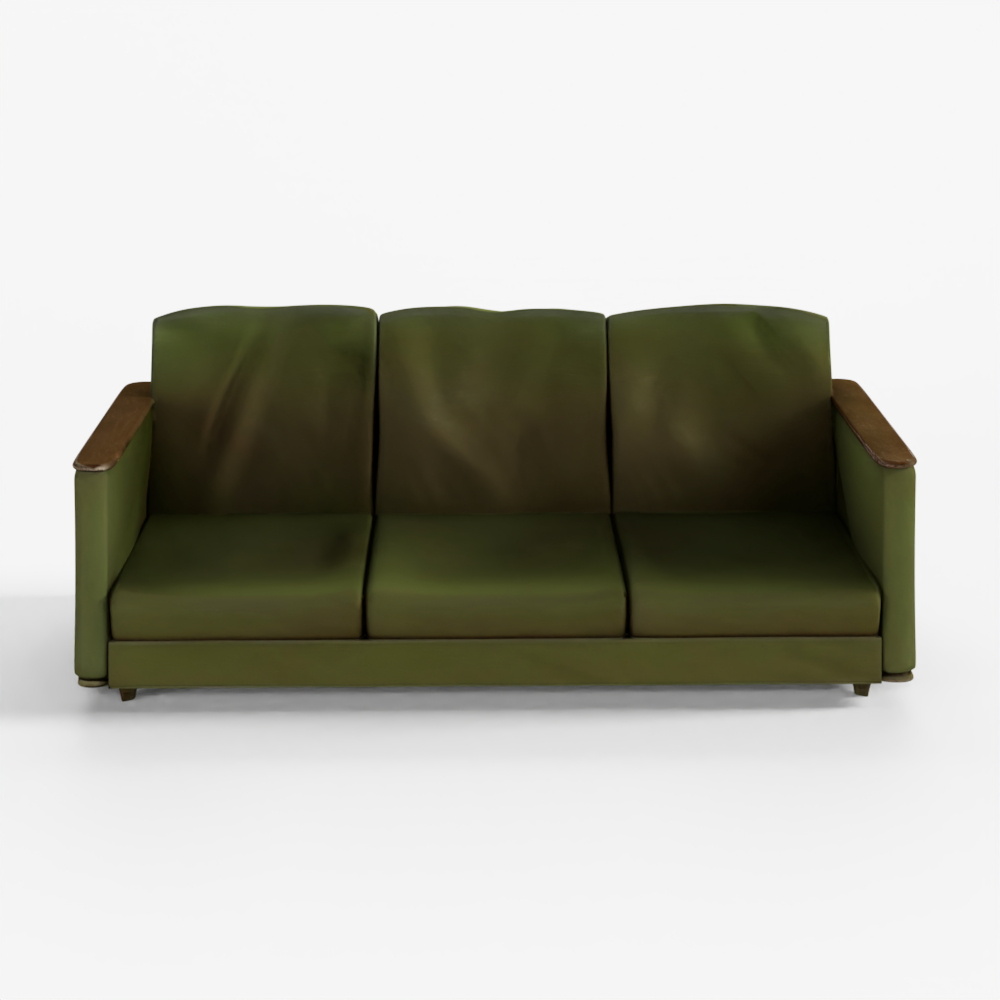 3D Model Old Couch - Vintage Sofa with Pillows AAA
