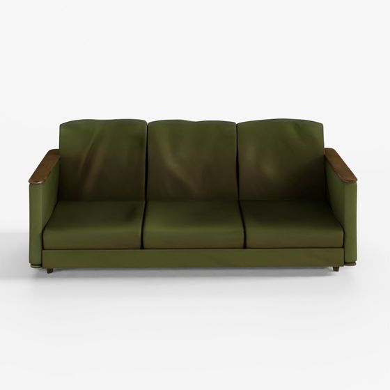 3D Model Old Couch - Vintage Sofa with Pillows AAA