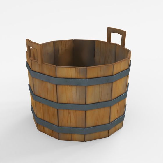 3D Asset Game-Ready Old Wooden Bucket
