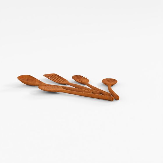 3D Model Wooden Kitchen Utensils