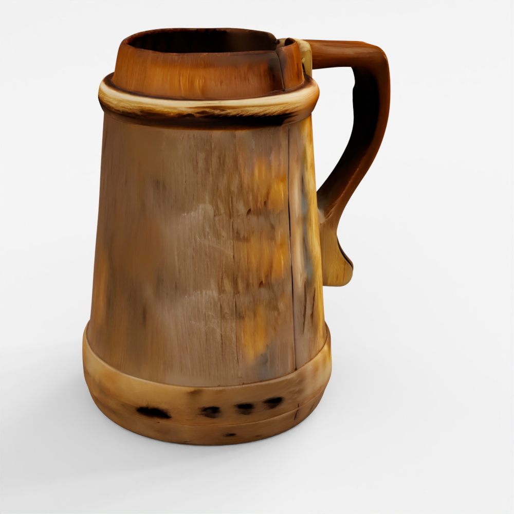 3D Rustic Wooden Mug Crafted Charm for Tavern Tale