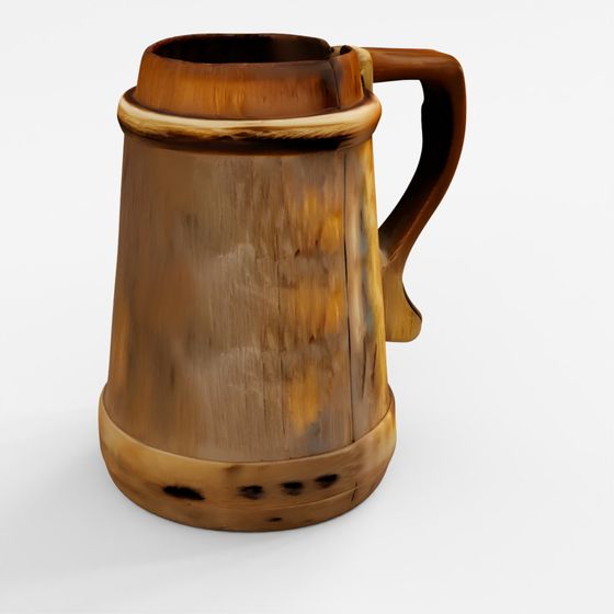 3D Rustic Wooden Mug Crafted Charm for Tavern Tale