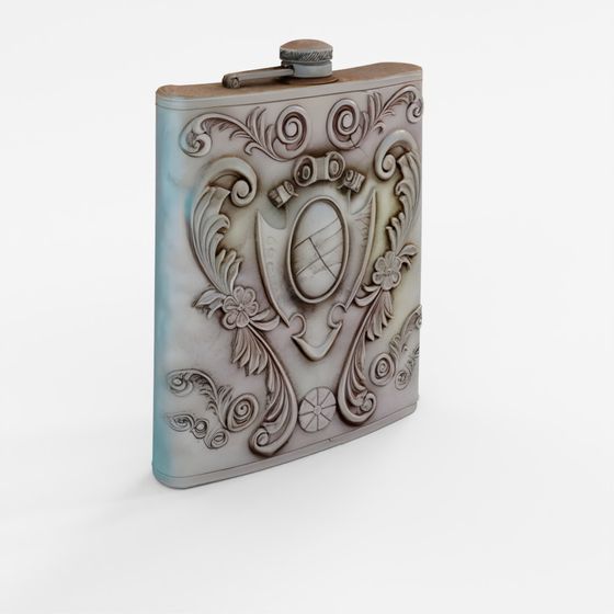Antique Silver Flask 3D Model