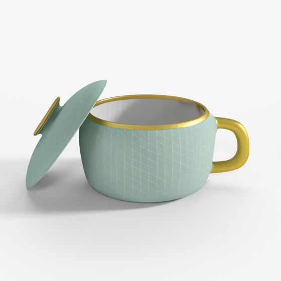 Animated 3D Ceramic Bowl with Geometric Pattern
