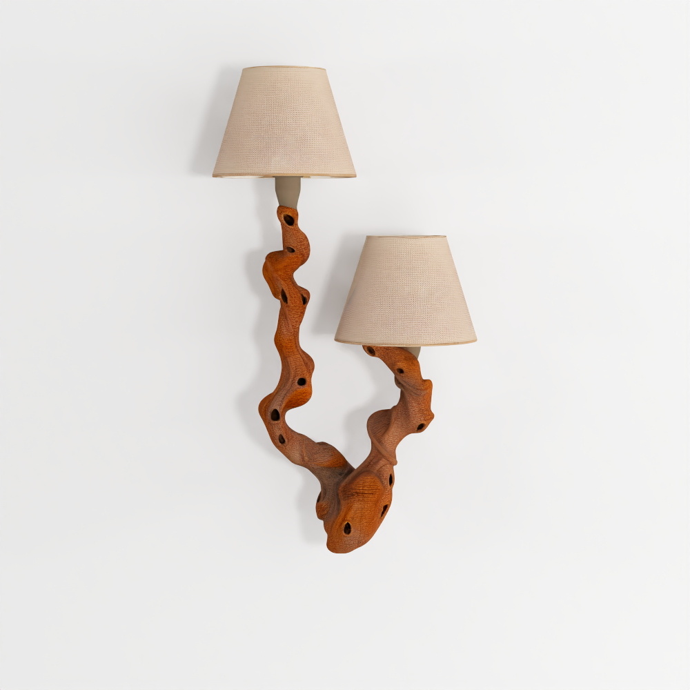 3D Rustic Style Wall Lamp Sconce Made of Natural Materials