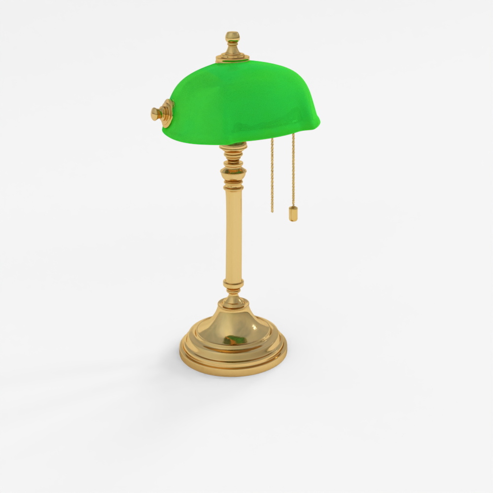 Classic Banker Desk Lamp 3D Model Real-time