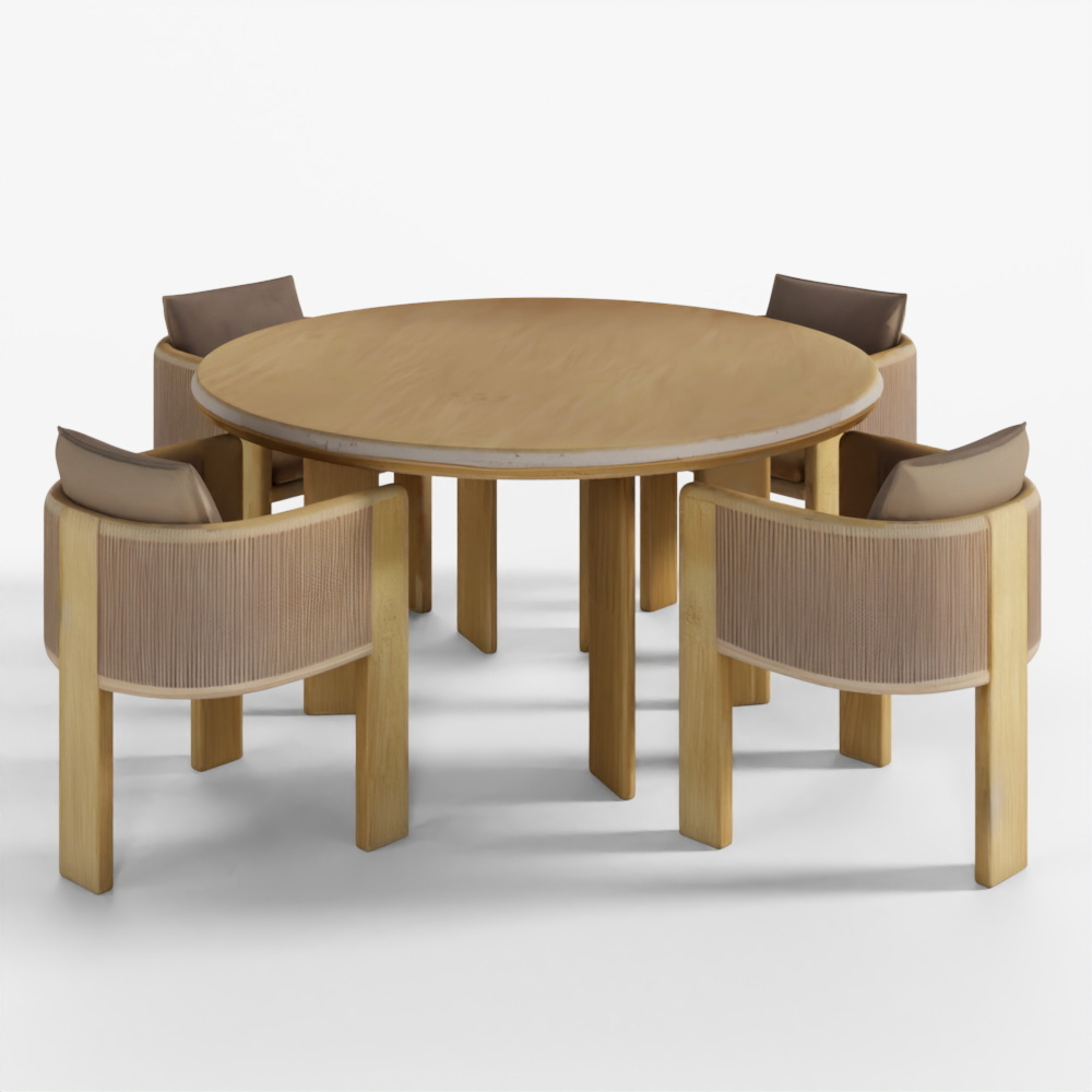 Palm Beach Teak Dining Chair and Circle Dining Table