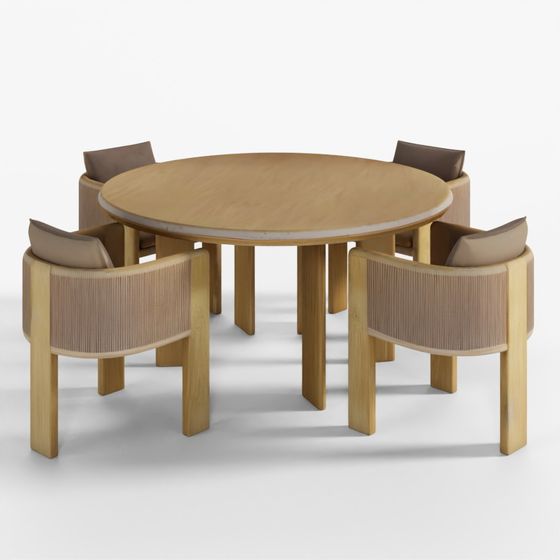 Palm Beach Teak Dining Chair and Circle Dining Table