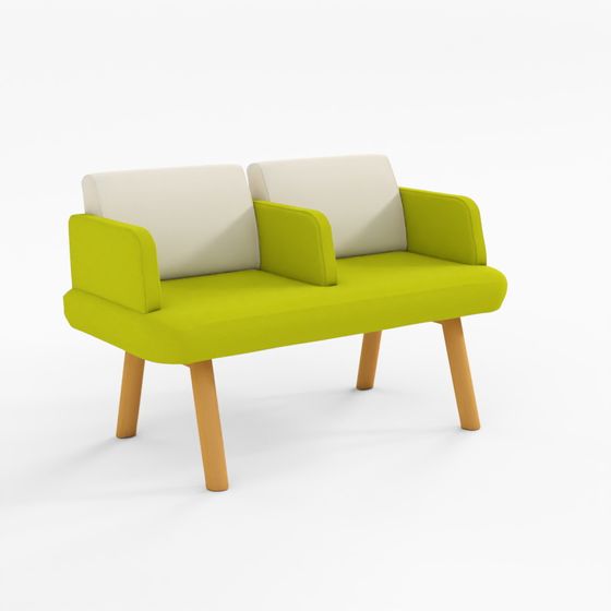 ロビーチェア2人用 全肘付