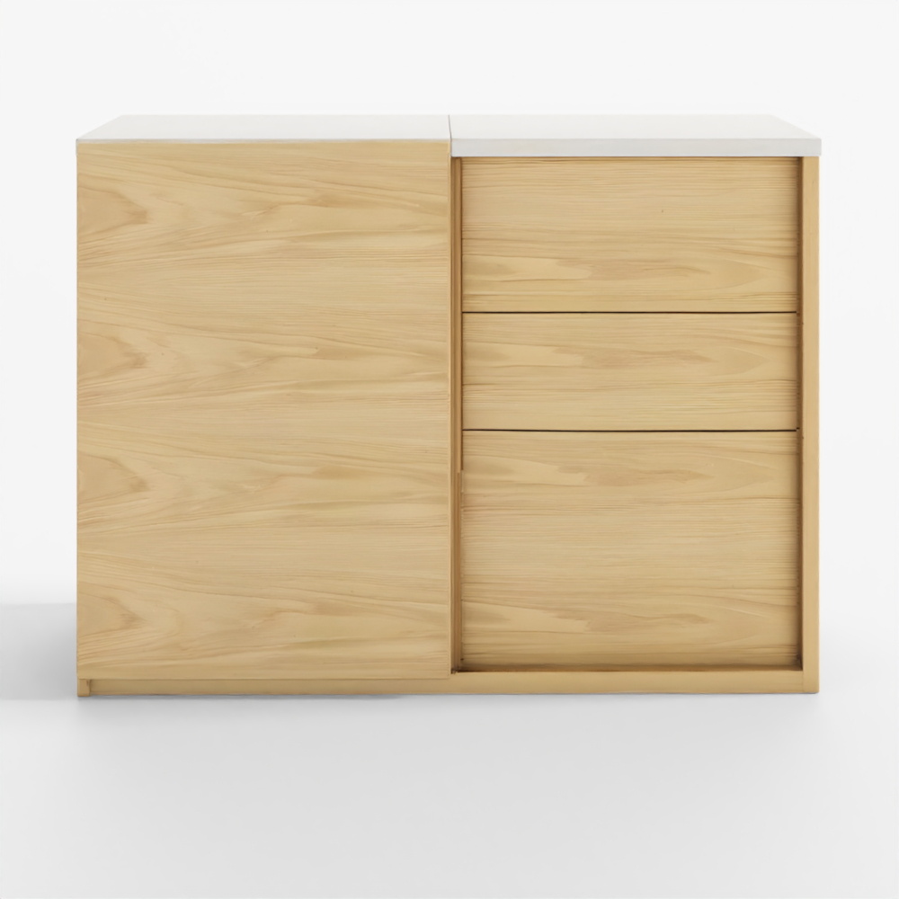 キッチンカウンター 引出し付き オーク材