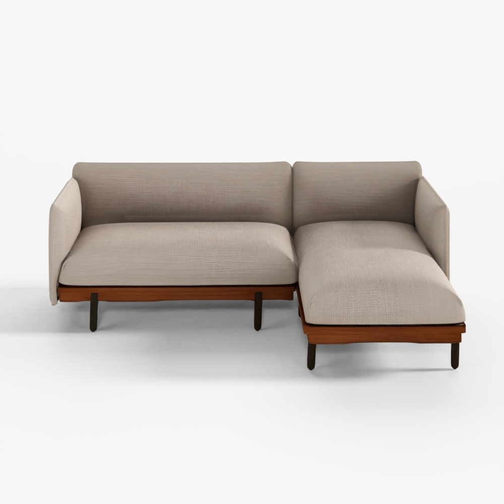 カウチソファ L字型 木製フレーム