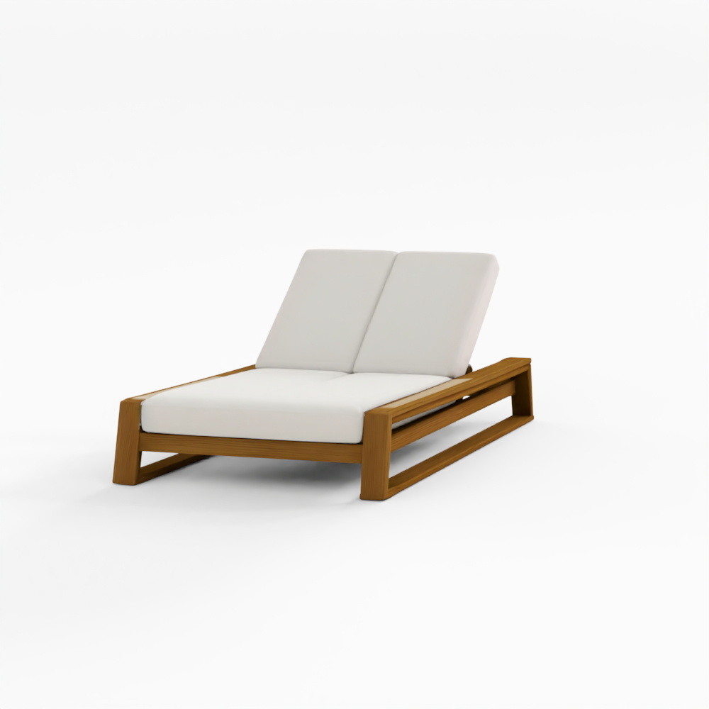 Arhaus Canyon Outdoor Teak Double Chaise