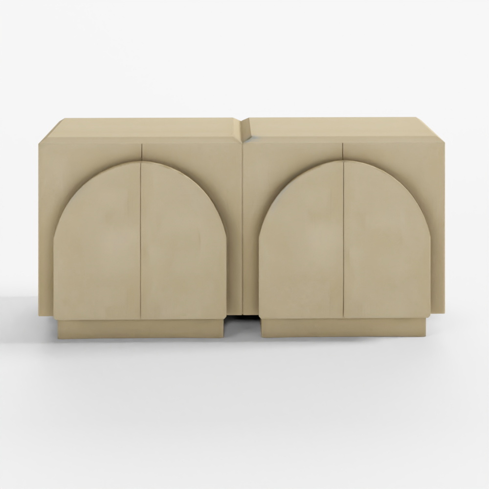 Arched TV Console Cabinet for 55-65" TVs Beige Linen