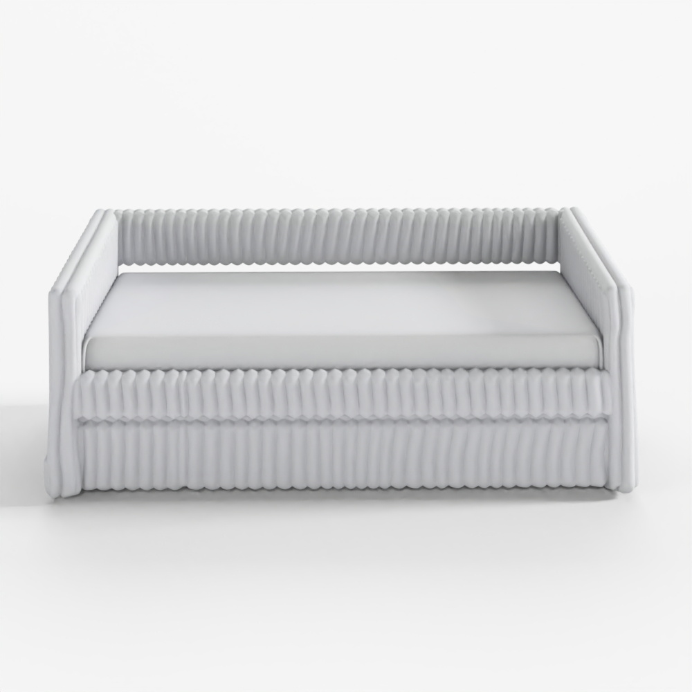 워커 에디슨 업홀스터드 코듀로이 데이베드 트런들 포함-라이트 그레이