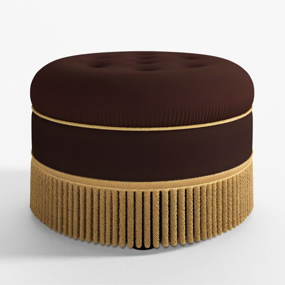 ウォーカーエジソン ヨランダ 24インチ 丸型 布張り ブラウン アクセント オットマン