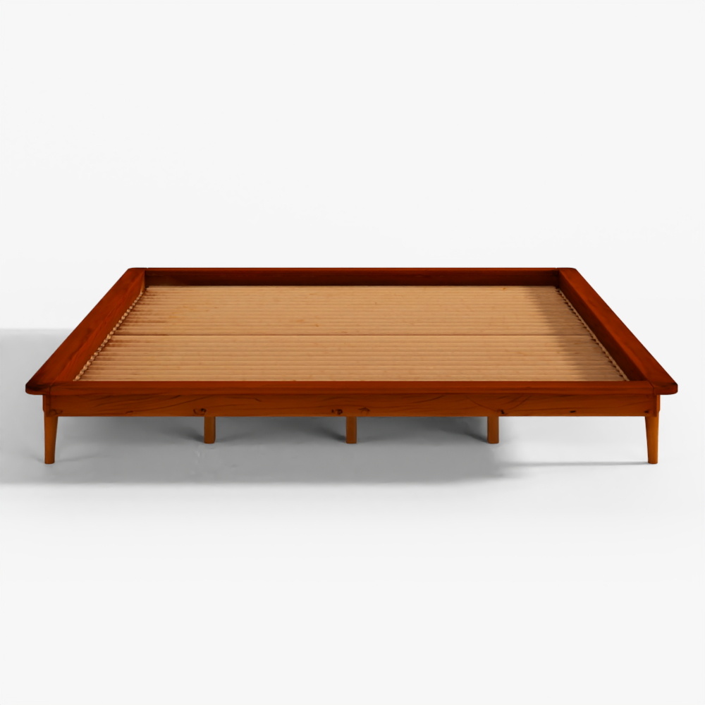 ウォーカーエジソン スピンドル キング ミッドセンチュリー 無垢材 プラットフォームベッド-ホワイト