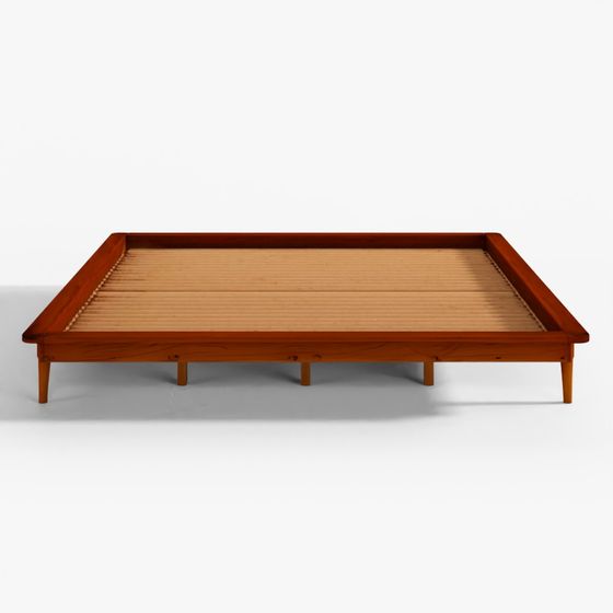 ウォーカーエジソン スピンドル キング ミッドセンチュリー 無垢材 プラットフォームベッド-ホワイト