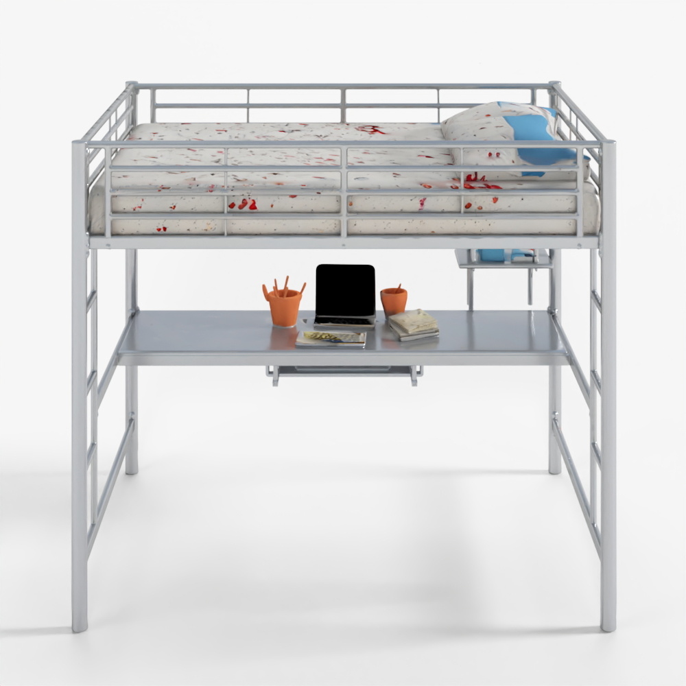 Walker Edison Sunset Full Over Workstation Bunk Bed-Silver