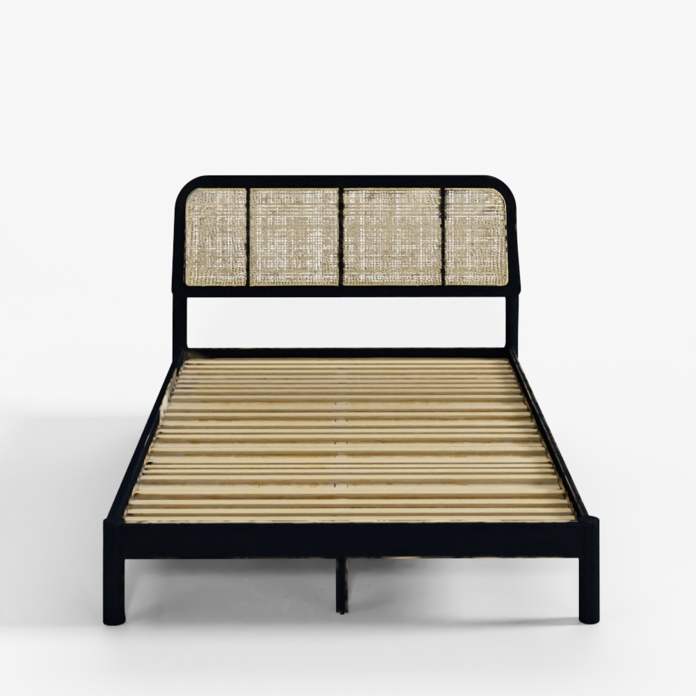 ウォーカーエジソン ネル ブーホー カーブ ラタンヘッドボード ベッドコレクション Q