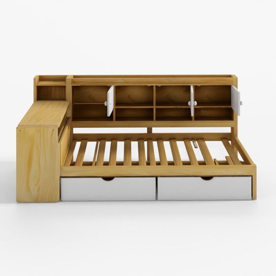 ウォーカーエジソン 多機能 木製 L字型 デイベッド 収納付き