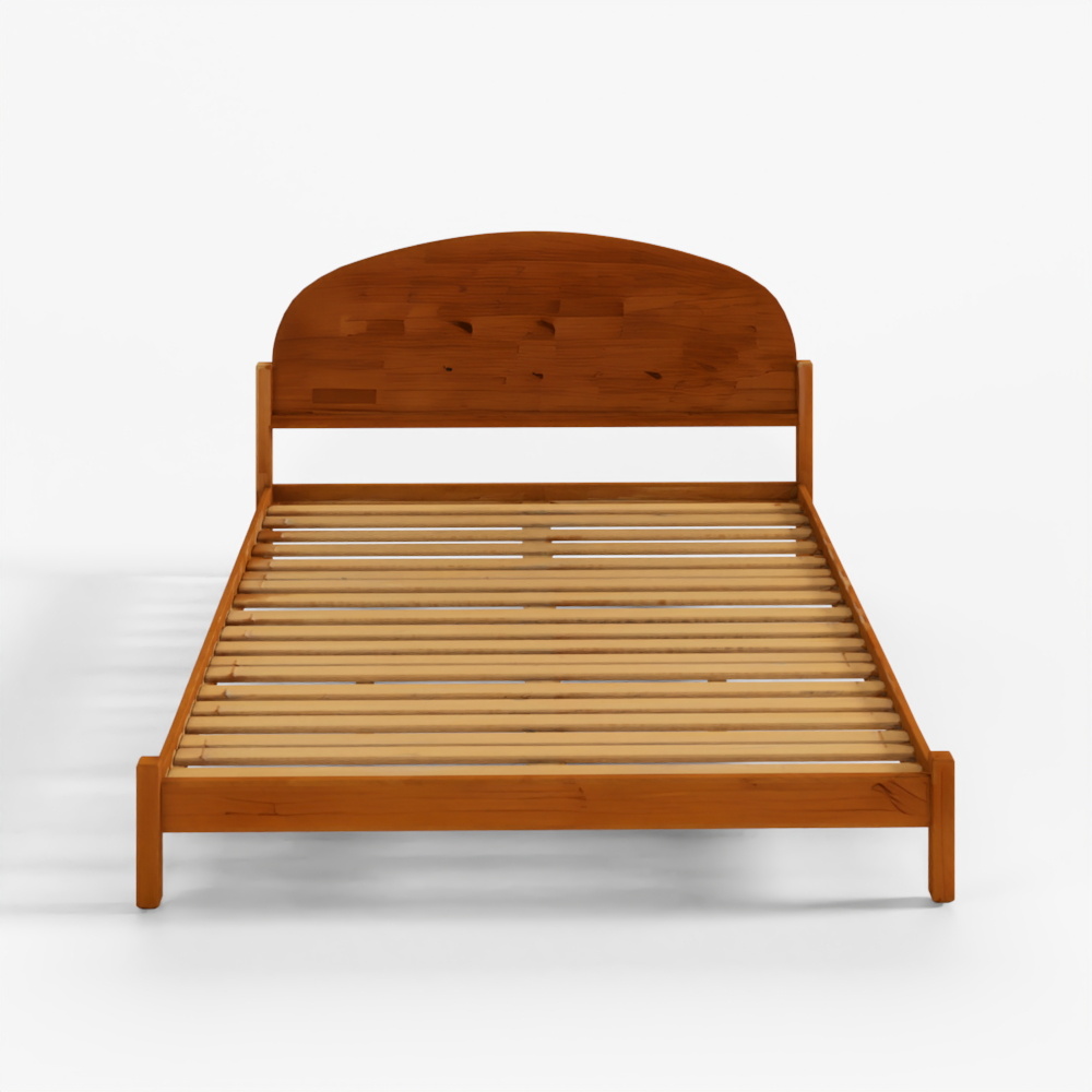 ウォーカーエジソン エリアス 無垢材 ベッド アーチ型ヘッドボード-ブラウン