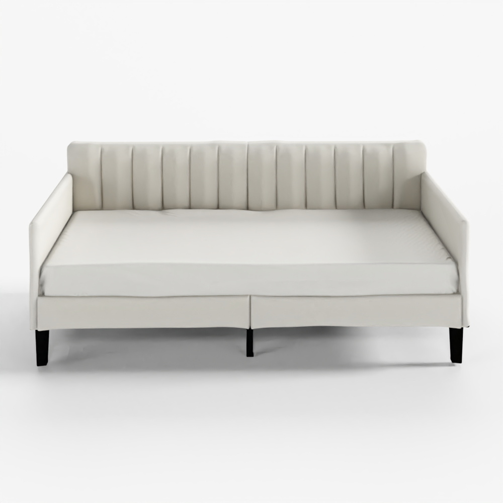 ウォーカーエジソン エレナ ツインサイズ アイボリーブークレ アップホルスター デイベッド-ベージュ