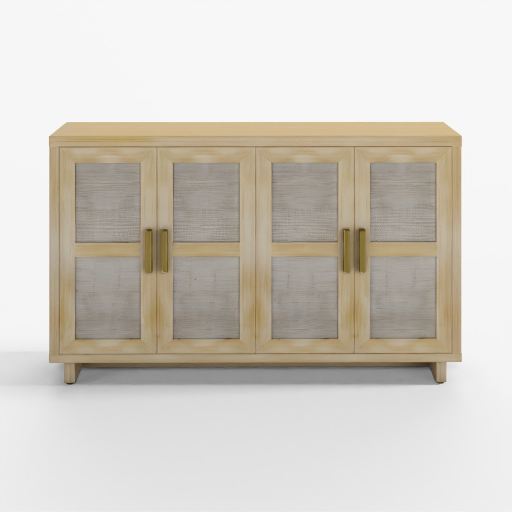 Walker Edison Boho Coastal Leinen-Design Buffet Sideboard mit Regalen