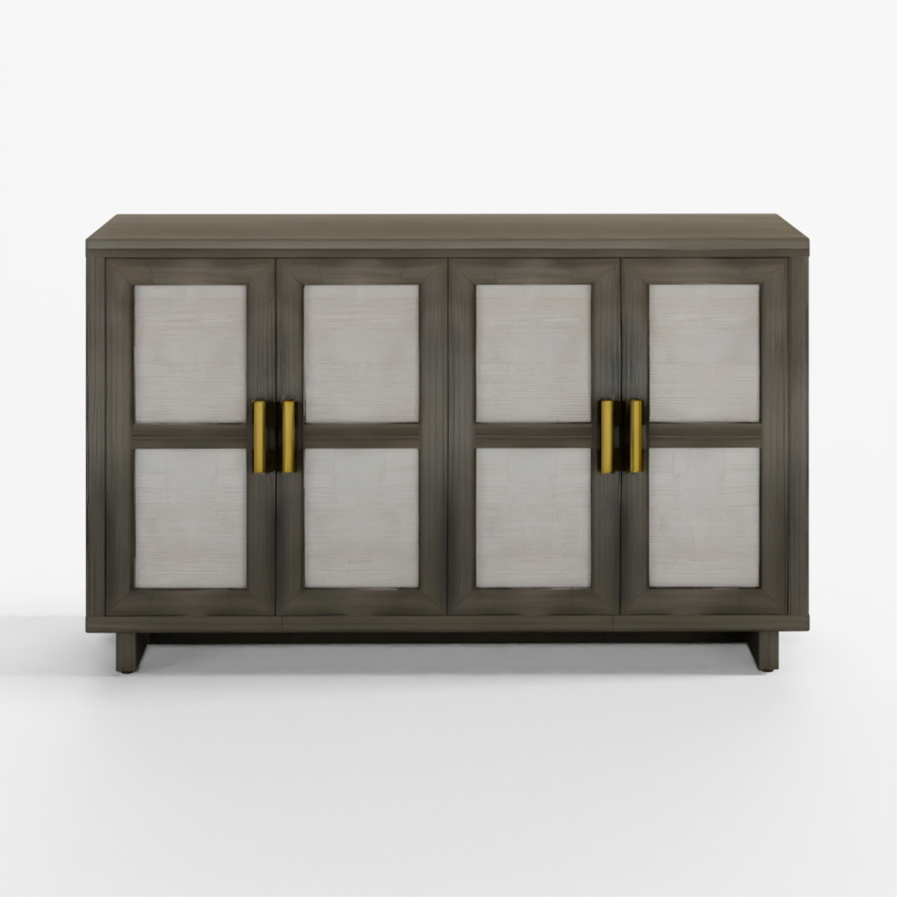 Walker Edison Boho Küsten Leinwand Design Buffet Sideboard mit Regalen