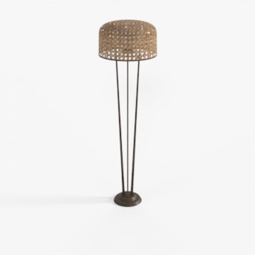 Natural-Inspired Lamp Fixture 3D Model – Woven Brown Shade