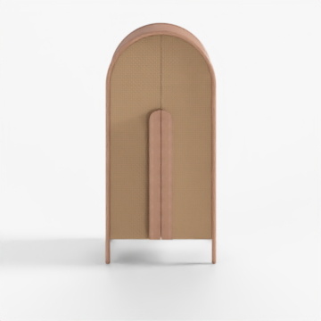 Arched Door Cabinet 3D Model – Rustic Wooden Design